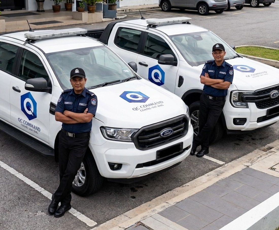 QC Command Centre response officers with their patrol vehicles